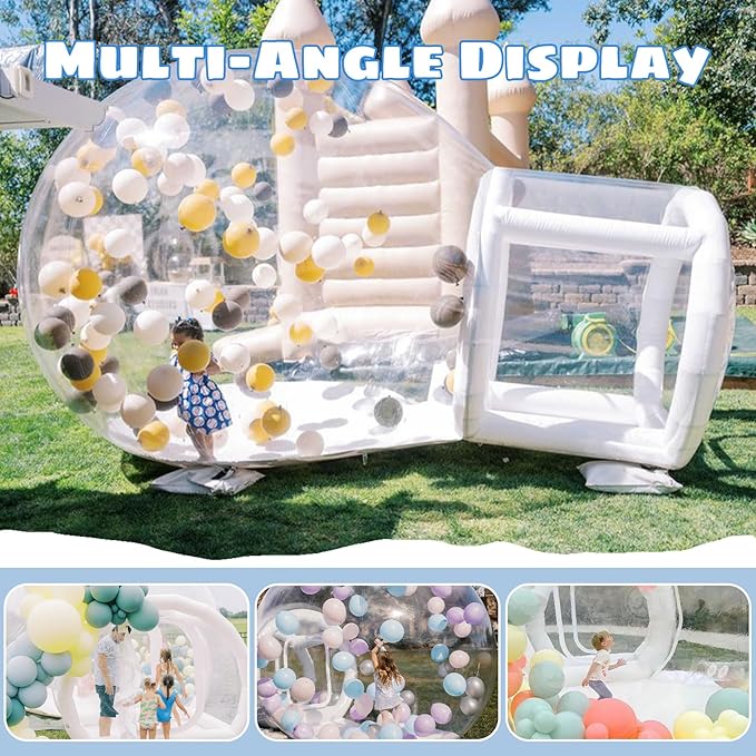 10FT Inflatable Bubble House Dome for Adults,TPU Clear Commercial Inflatable Bubble House Tent with Tunnel, Bubble Balloon House with 680W Air Blower, 600W Air Pump Inflatable Dome for Party