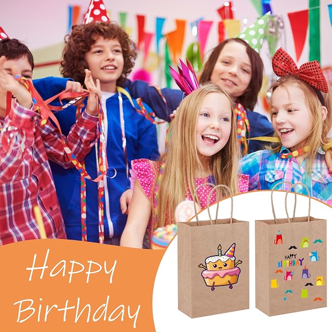 STOBOCTER 100Pcs Paper Gift Bags, 5.9"x3.15"x8.25" Gift Wrap Bags with Handles, Brown Kraft Paper Bags for Small Business, Paper Bags Bulk for Birthday Party Favors, Shopping, Grocery, Retail, Craft - Image 6