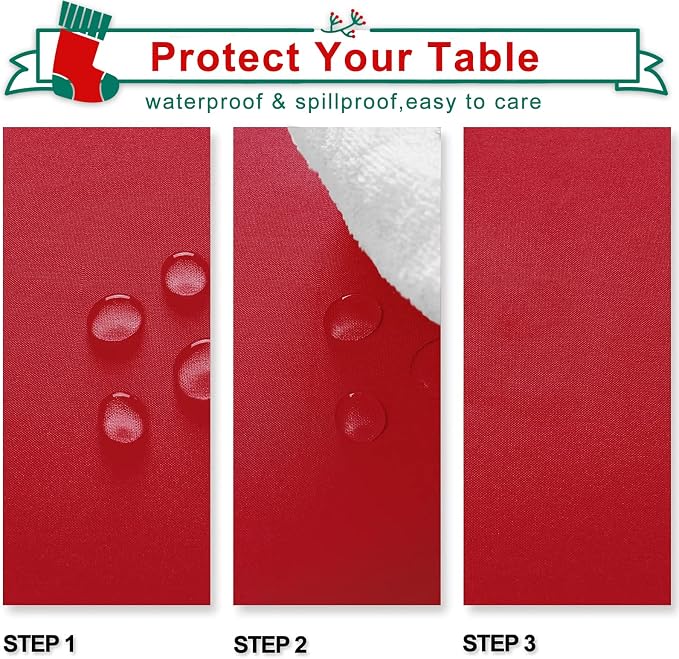 Hiasan 2 Pieces Red Tablecloth Rectangle, 54 x 108 Inch | Waterproof, Spillproof, Wrinkle Resistant, Washable Polyester Table Cloth for Dining/Party/Christmas/Outdoor Picnic - Image 3
