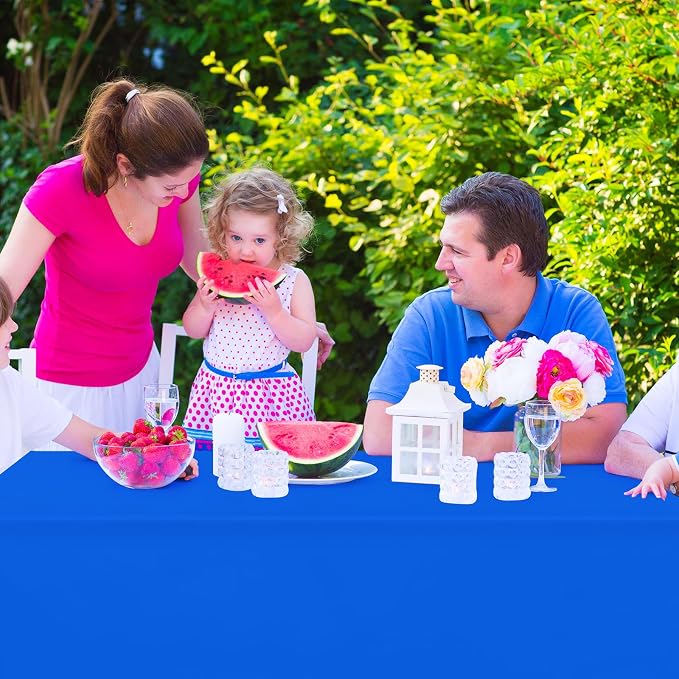 16 Pack Blue Plastic Tablecloth for Rectangle Tables, Premium Decorative Royal Blue Disposable Table Cloths for Parties, Rectangle Party Table Cover for Birthday, Wedding, Anniversary, 54 x 108 Inch - Image 7