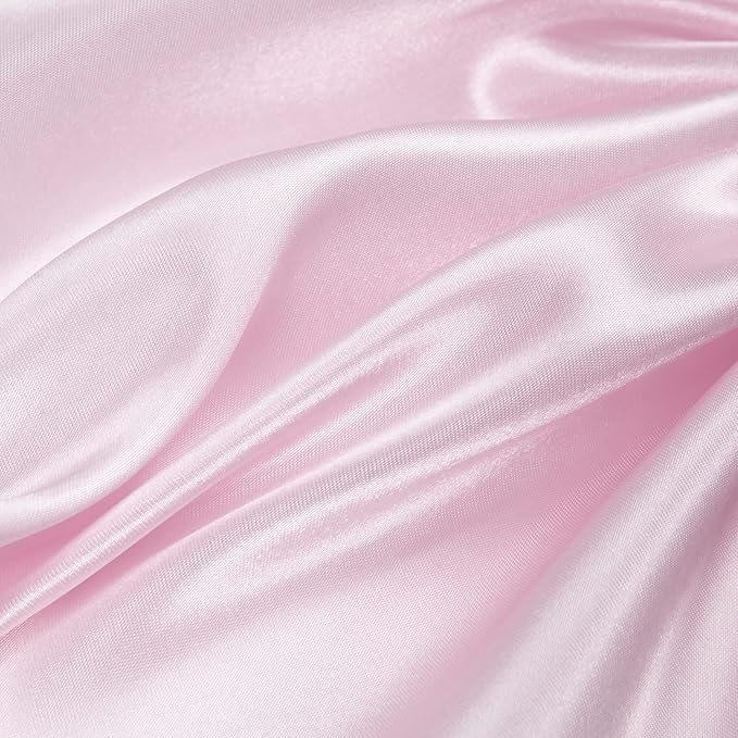 Horbaunal 4 Pack Light Pink Satin Tablecloth 60 x 102 Inches Rectangle Satin Table Cover Bright Silk Table Cloth Smooth Table Decoration for Wedding Party Banquet