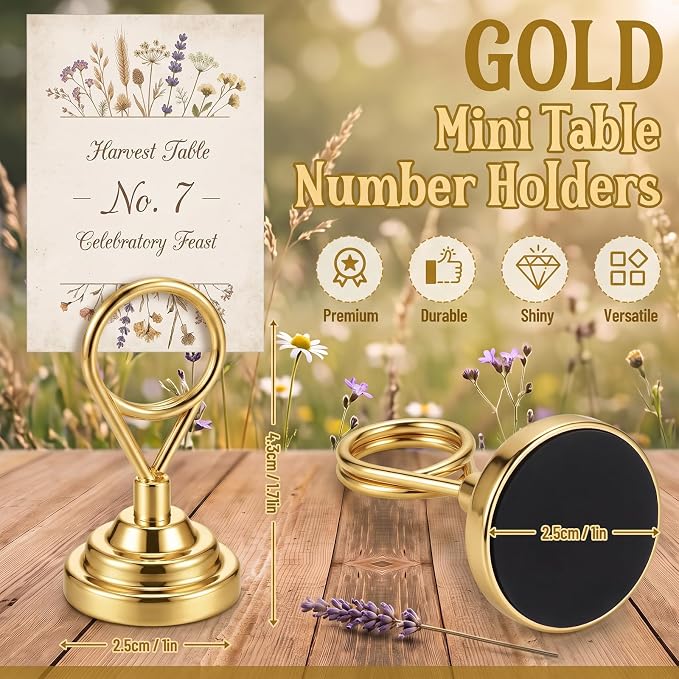 Kathfly 24 Pcs Table Number Holder, 1.7inch Place Card Holder | Weighted-base Ring Clip Holders for Weddings, Buffets, Birthday Parties, Anniversaries, and Office Displays - Image 2