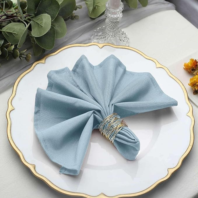 Tableclothsfactory Premium Pack of 100 Dusty Blue Premium 17" x 17" Washable Polyester Napkins Great for Wedding Party Restaurant Dinner Parties for Party & Decorations - Image 2