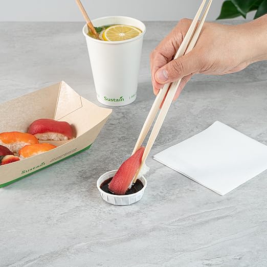 Restaurantware-Sustain 1 Ounce Portion Cups, 2000 Disposable Condiment Cups - Compostable, Versatile, White Paper Sample Food Cups, Stylish, For Serving Dips, Jams, Sauces, Nuts, And More - Image 5