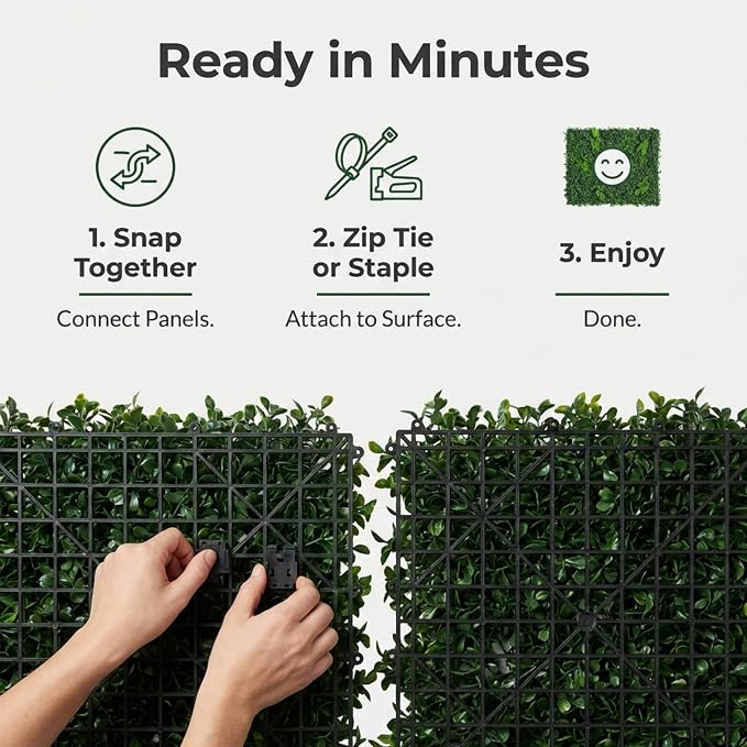 GreenSmart Premium Artificial Grass Wall Panels | Realistic Plant Greenery Privacy Panels | Decor for Fence, Garden, Patio & Balcony | Never Fade Indoor Outdoor Use (Moss) - Image 9