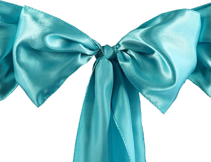 Balsa Circle 100 Turquoise Satin Chair Sashes Bows Ties for Wedding Decorations Party Supplies Events Chair Covers Decor Banquet Reception by BalsaCircle