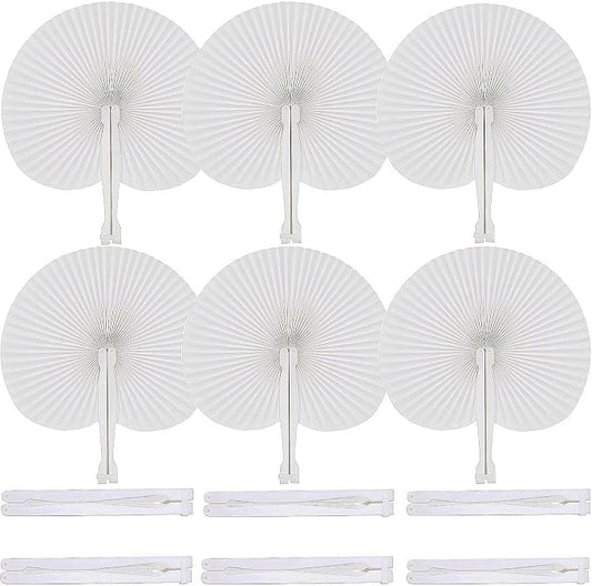 20 Pcs White Round Paper Fans | Foldable Handheld Fans for Women,Folding Hand Fans for Wedding,Bridal Guest,Church,Party Favors,Dancing,Birthday,DIY by Bestage