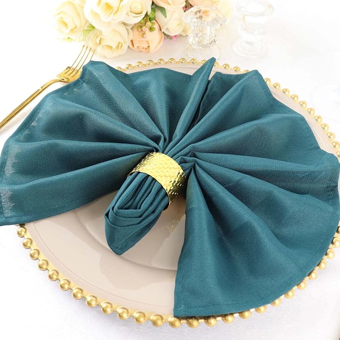 Tableclothsfactory Premium Pack of 5 Premium Peacock Teal 20" x 20" Washable Polyester Napkins Great for Wedding Party Restaurant Dinner Parties - Image 2