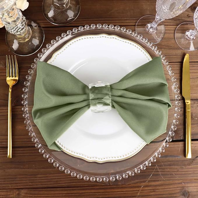 Tableclothsfactory Premium Pack of 5 Eucalyptus Sage Green Premium 17" x 17" Washable Polyester Napkins Great for Wedding Party Restaurant Dinner Parties - Image 8