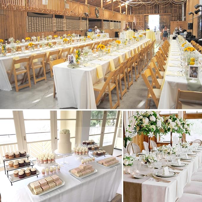 fani 6 Packs White Tablecloth - 90 x 156 Inch for 8Ft Tables | Washable Polyester Fabric, Stain Wrinkle Resistant Rectangle Table Cloth for Wedding Banquets Parties Buffet Dining - Image 8