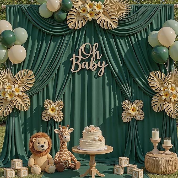 40x10ft Hunter Green Backdrop Curtains for Parties, 8 Panels 5x10ft Wrinkle-Free Polyester Background Curtains for Wedding, Birthday, Baby Shower,Graduation, Decorations - Image 5