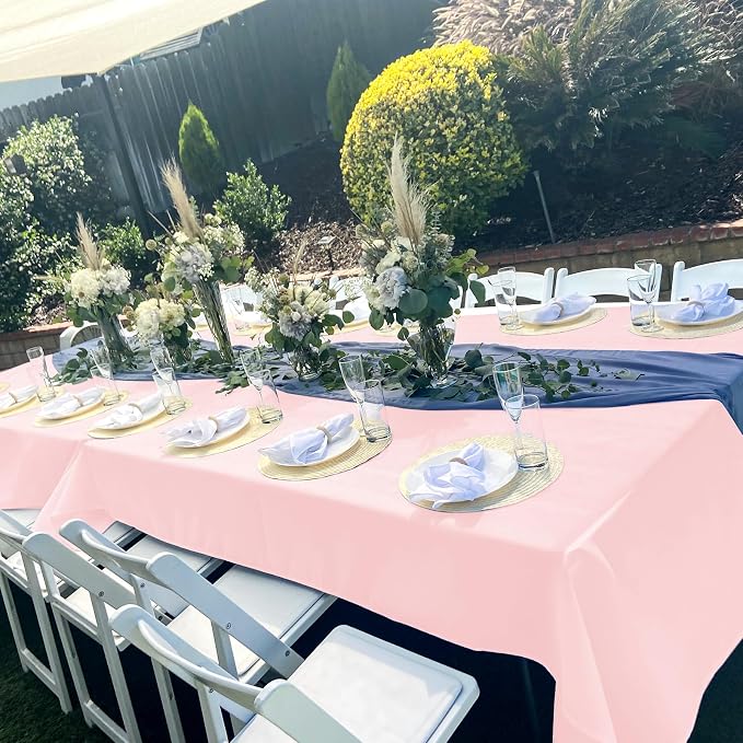 YMHPRIDE 6 Pack Pink Polyester Tablecloths, 60 x 102 inch, Rectangular, Wrinkle Resistant, for 6FT Tables, Parties, Weddings, Banquets, Indoor/Outdoor Use - Image 3