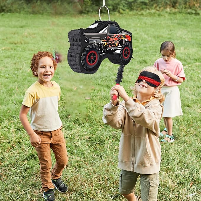 Car Pinata with Stick & Blindfold Mexican Pinata Game for Boy Truck Party Decorations Car Theme Birthday Carnival Party Supplies