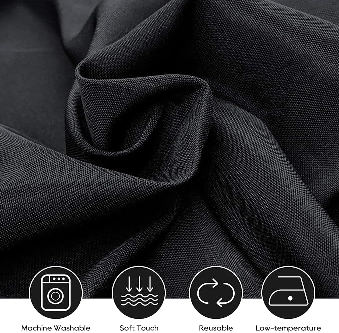 Surmente 5 Pack 90x132 Inch Black Tablecloth for 6-8 Foot Rectangle Tables | Dining Table Cover Protector, Wrinkle Free, Washable Polyester Fabric, 6ft Table Cloth for Wedding, Banquet, Restaurant - Image 3
