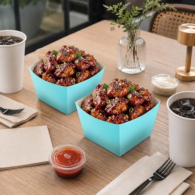 Restaurantware Square Turquoise Paper Snack Box, 200 Pack - Image 4