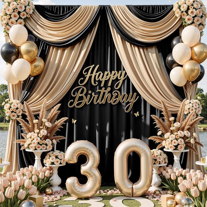 40x10ft Black Backdrop Curtains for Parties, 8 Panels 5x10ft Wrinkle-Free Polyester Background Curtains for Wedding, Birthday, Baby Shower,Graduation, Decorations - Image 3