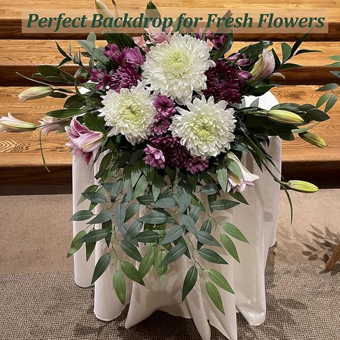 18Pcs Italian Ruscus Greenery Stems Artificial Silk Greenery Leaves Garland Vines Hanging Spray for DIY Wedding Arch Bouquet Filler Table Centerpieces Home Indoor Decor - Image 4