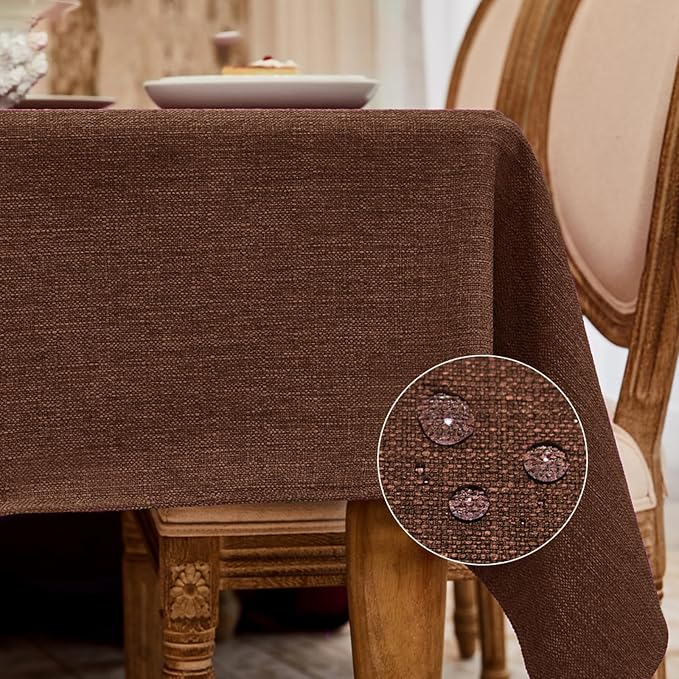 BALCONY & FALCON Rectangle Table Cloth Waterproof Brown 70"x55" | Rectangular Washable Wrinkle Resistant Table Cloth Linen Fabric Tablecloths for Dining Party Kitchen Wedding and Outdoor Use by BALCONYFALCON