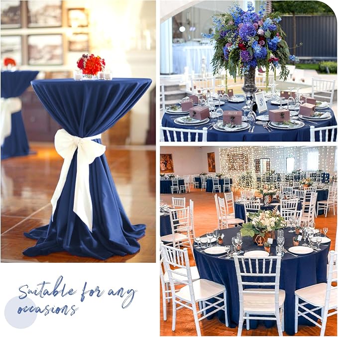 Teruntrue 10 Packs Premium Round Tablecloth 90 Inch Navy Blue Polyester Table Cloth Bulk Washable Polyester Fabric Tablecloths Tablecloths for Wedding Party Banquet Buffet Holiday Dinner (90 Inch) - Image 4