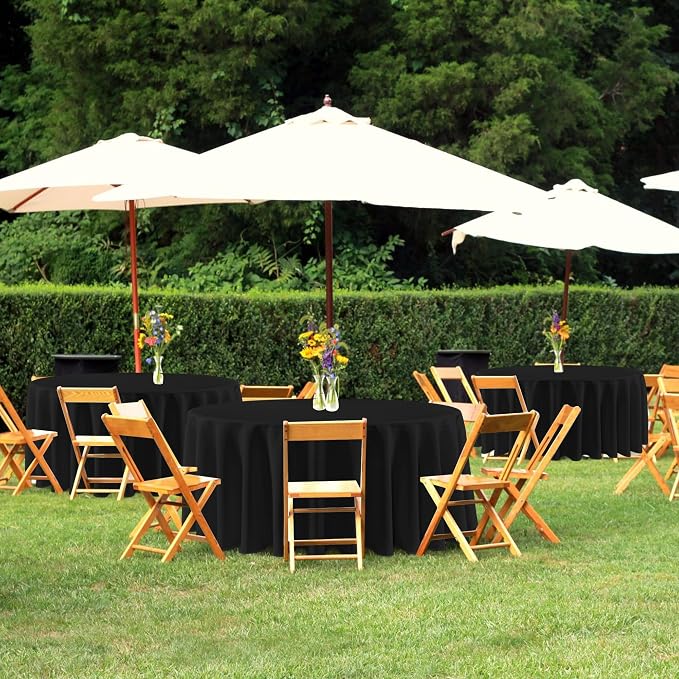 sancua 120 Inch Round Tablecloths Black (Fit 48-96 Inch Tables), 6 Pack | Circle Fabric Table Cloths for Wedding Party Reception Banquet Birthday, Washable Polyester Covers - Image 4
