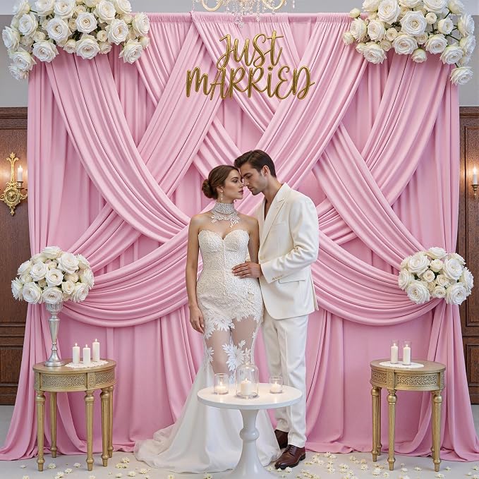 40x10ft Baby Pink Backdrop Curtains for Parties, 8 Panels 5x10ft Wrinkle-Free Polyester Background Curtains for Wedding, Birthday, Baby Shower,Graduation, Decorations - Image 6