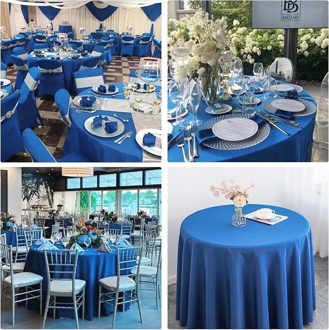 4 Pack Round Tablecloth 70 Inch Polyester Blue Tablecloths for Round Tables Washable Fabric Table Covers for Wedding Dining Table Buffet Parties Banquet（Blue） - Image 6
