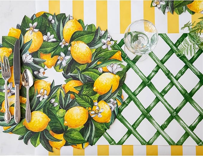 Disposable Paper Placemats for Dining Table - Lattice Green Cross Check Pattern Place Mats for Parties - 18 Sheets Per Pad American Made - Image 3