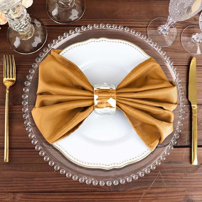 Tableclothsfactory Premium Pack of 100 Premium Gold 20" x 20" Washable Polyester Napkins Great for Wedding Party Restaurant Dinner Parties for Party & Decorations - Image 7