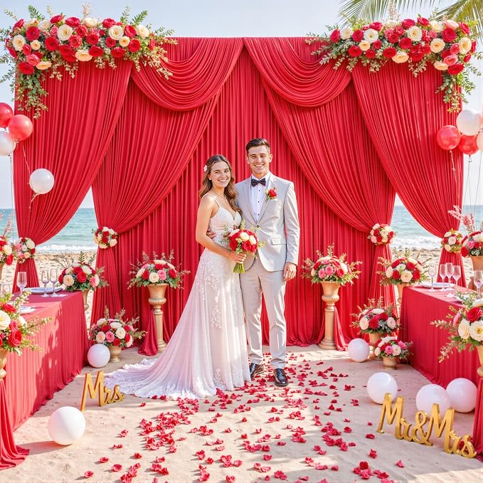 10ft x 7ft Red Backdrop Curtain for Parties Red Wrinkle Free Backdrop Drapes Panels for Wedding Baby Shower Birthday Photo Photography Christmas Polyester Fabric Background Decoration - Image 9