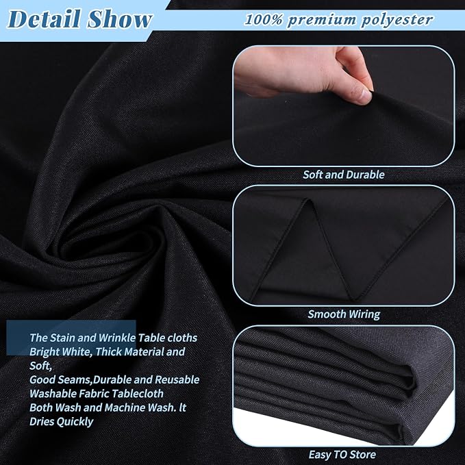 Kesfey 6 Packs Round Table Cloths 90 Inch Black Circle Bulk Linen Tablecloth Wrinkle Resistant Tablecloths Washable Polyester Fabric Round Table Cover for Wedding Camping Banquet Dining Party - Image 3