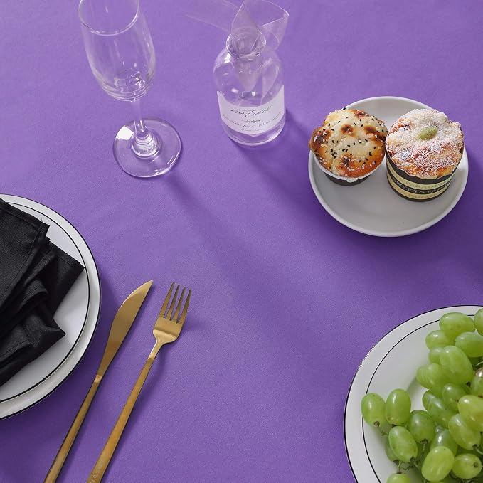 Cupuamon Rectangle Tablecloth 90x156 inch Washable Polyester Fabric Table Cloth for Wedding Party Dining Banquet Decoration（90x156,Purple） - Image 5