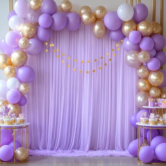 Lavender Tulle Backdrop Curtains for Parties Baby Shower Birthday Wedding 10ft X 8ft Sheer Backdrop Curtains for Butterfly Elephant Memaid Photoshoot Decorations 2 Panels 5ft x 8ft by Suppromo