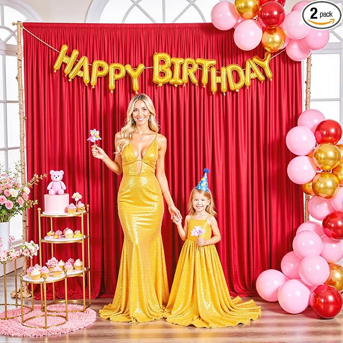 10ft x 7ft Red Backdrop Curtain for Parties Red Wrinkle Free Backdrop Drapes Panels for Wedding Baby Shower Birthday Photo Photography Christmas Polyester Fabric Background Decoration by Suppromo