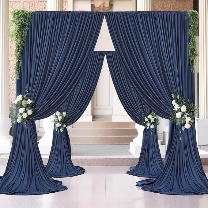 30ft×8ft Wrinkle Free Navy Blue Backdrop Curtains for Parties, 6 Panels 5ft×8ft Thick&Silky Polyester Navy Photo Backdrop Drapes Curtains for Graduation Party Baby Shower Birthday Wedding Photography - Image 8