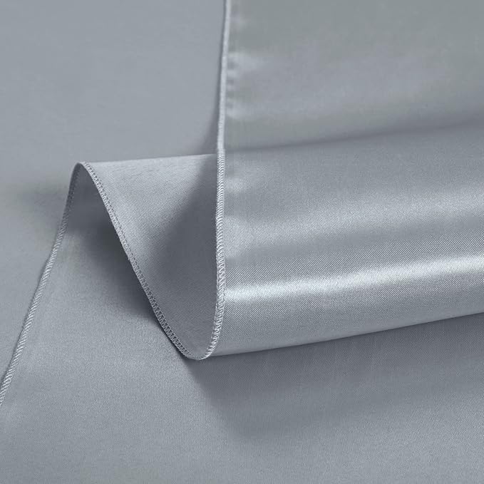 1 Pack Silver Satin Tablecloth, 58 x 102 Inches Rectangle Silver Table Cover, Smooth Fabric Satin Table Cloths, Luxury Silk Tablecloth for Party Wedding Dinner Restaurant