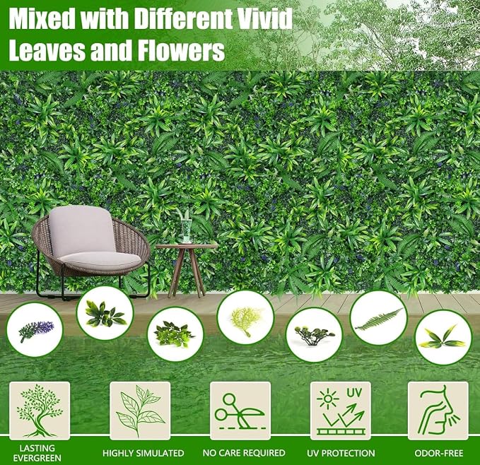 Grass Wall Panels, 60"x140"(58 sqft) Hedge Boxwood Roll Backdrop with UV-Resistant, Fake Greenery Plant Decor for Outdoor Indoor Patio Garden Backyard - Image 3