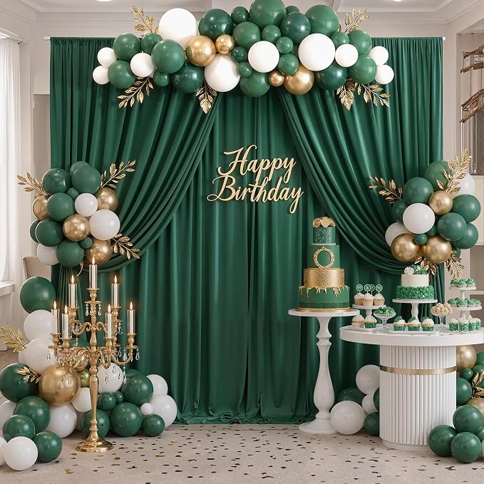 40ft x 10ft Wrinkle Free Hunter Green Backdrop Curtains for Parties, 8 Panels Polyester Green Photo Backdrop Drapes for Wedding Jungle Birthday Party Photography Background Stand - Image 6