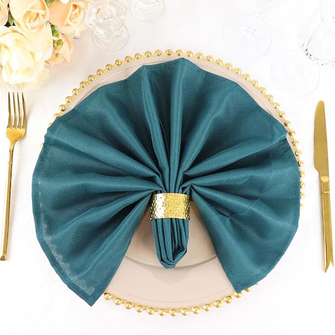 Tableclothsfactory Premium Pack of 5 Premium Peacock Teal 20" x 20" Washable Polyester Napkins Great for Wedding Party Restaurant Dinner Parties - Image 6