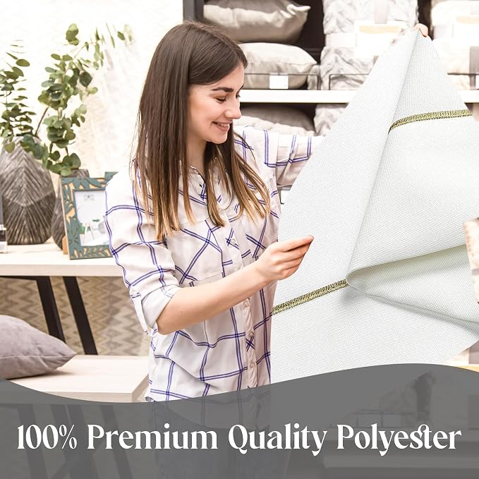 Majestic Giftware Linen Look Polyester Tablecloths for Rectangle Tables | (70/180) - TC1553 White with Gold Trim Design Etched at Seam Table Cover | Decorative Washable Tablecloth for Kitchen & Dining - Image 6
