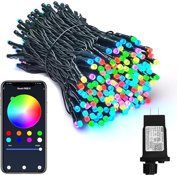 PMS Smart WiFi LED Christmas Lights, APP-Controlled RGB Fairy String Lights, Ideal for Xmas Tree, Garden, Home, Party, Halloween Festival Deco (99ft-300LED)