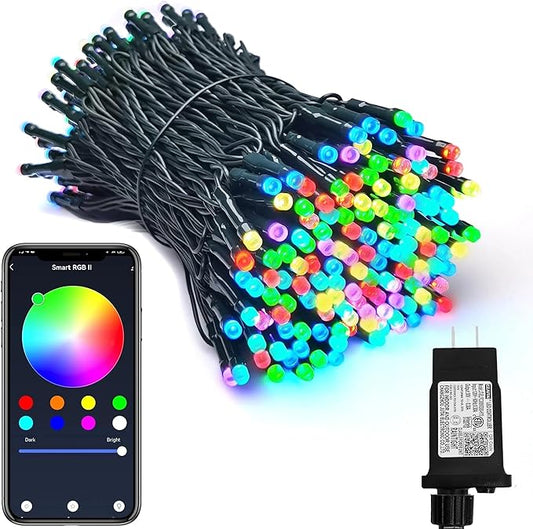 PMS Smart WiFi LED Christmas Lights, APP-Controlled RGB Fairy String Lights, Ideal for Xmas Tree, Garden, Home, Party, Halloween Festival Deco (99ft-300LED)
