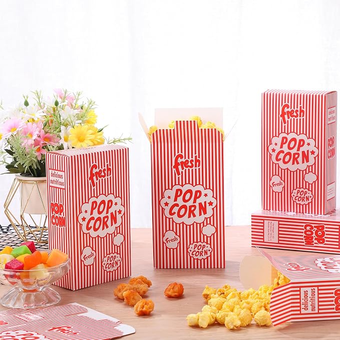 Ireer 200 Pcs 1oz Popcorn Boxes Popcorn Containers Bulk Red and White Striped Paper Boxes for Puffed Rice Machine Movie Night Party Theater Carnival Circus Party Supply - Image 4