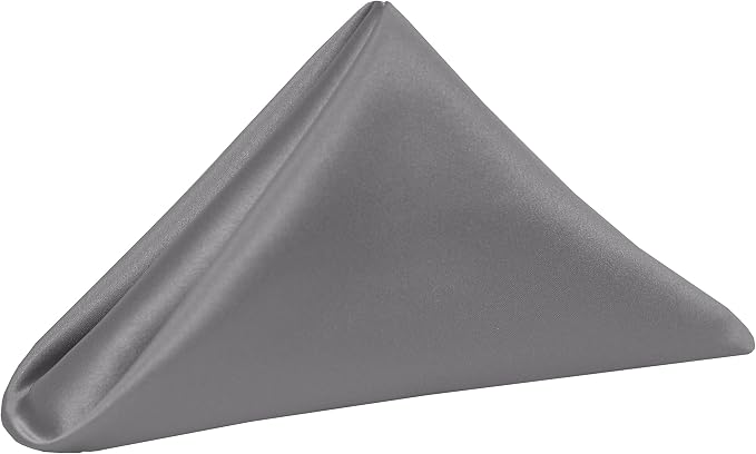 Ultimate Textile 17x17-Inch Square Satin Cloth Napkins, Pewter, Set of 120 | Bulk Case of 10 Dozen, Bridal, 100% Polyester Fabric, Matte Satin, Also Known as Lamour, Soft Luster, Seamless, Grey by UltimateTextile
