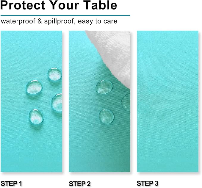 Hiasan 2 Pieces Solid Rectangle Tablecloth, Aqua, 54 x 108 Inch | Waterproof, Wrinkle Resistant, Washable Polyester Fabric Table Cloth for Kitchen/Dining Room/Spring/Party/Outdoor Picnic - Image 3