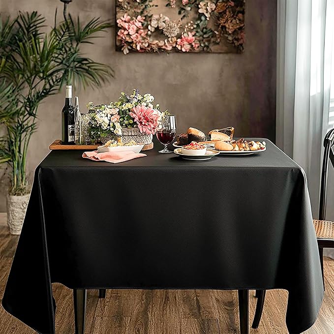 2 Pack Black Square Tablecloths 52x52 Inch for Dining Tables | Washable Decorative Linen Polyester Table Cover for Banquets Buffets Parties and Weddings - Image 2