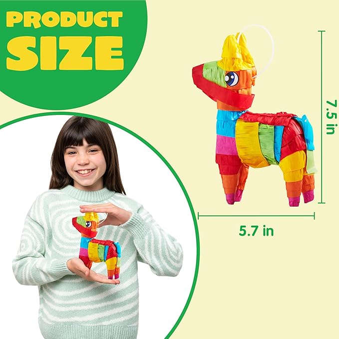 Cinco De Mayo 8 pcs Mini Donkey Pinatas 5.7"x7.5" Rainbow Color for Fun Fiesta Taco Party Supplies, Luau Event Photo Props, Mexican Theme Decoration, Carnivals Festivals, Taco Tuesday Event