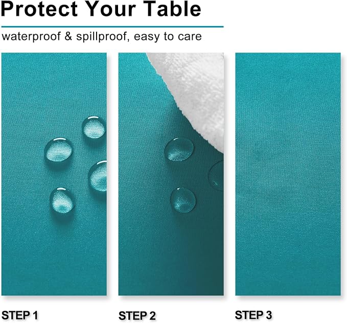 Hiasan 2 Pieces Turquoise Rectangle Tablecloth, 30 x 60 Inch | Water Resistant, Wrinkle Resistant, Spillproof, Washable Fabric Polyester Table Cloth for Dining/Spring/Banquet/Party/Picnic - Image 3