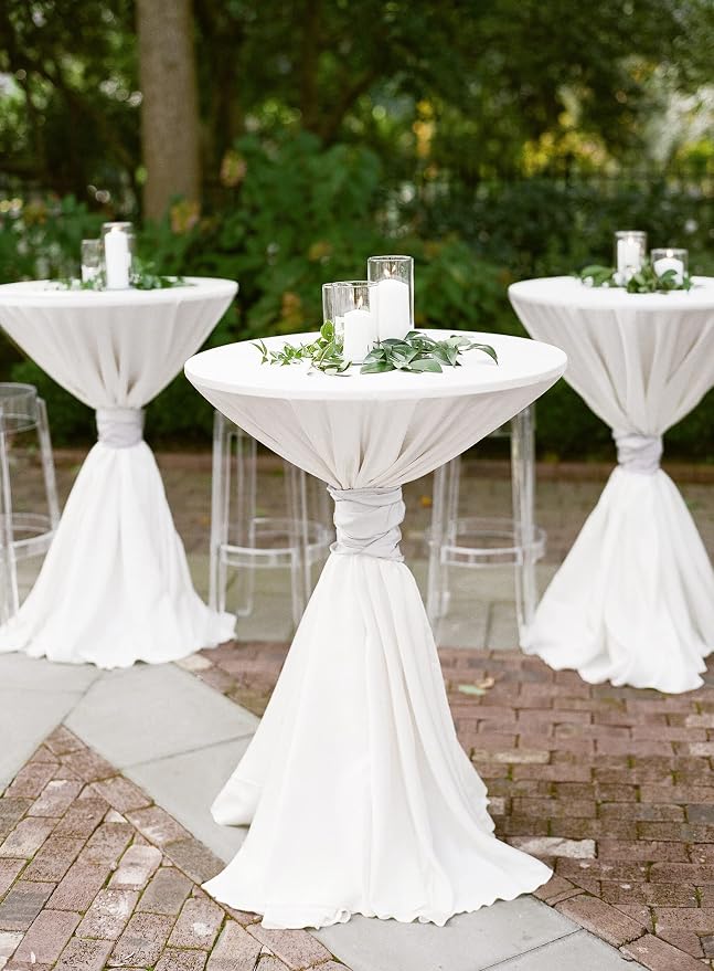 fani 10 Packs White Round Tablecloth - 120 Inch, Polyester | Table Cloth for Round Tables, Washable Fabric, TableCovers for Wedding, Party, Banquet, Dining Tables, Camping - Image 7