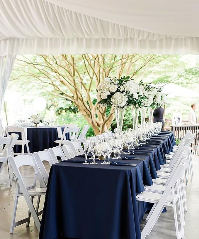 fani 10 Packs Navy Blue Tablecloth - 60 x 102 Inch for 6Ft Tables | Washable Polyester Fabric, Stain Wrinkle Resistant Rectangle Table Cloth for Wedding Banquets Parties Buffet Dining - Image 4