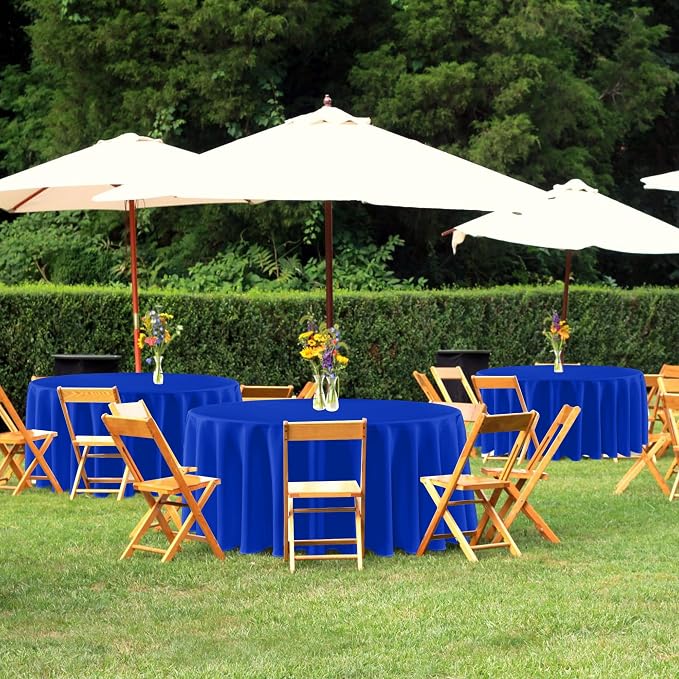 sancua Royal Blue Round Tablecloths 120 Inch(Fit 48-96 Inch Tables), 6 Pack | Circle Fabric Table Cloths for Wedding Party Banquet Birthday, Washable Polyester Covers - Image 4